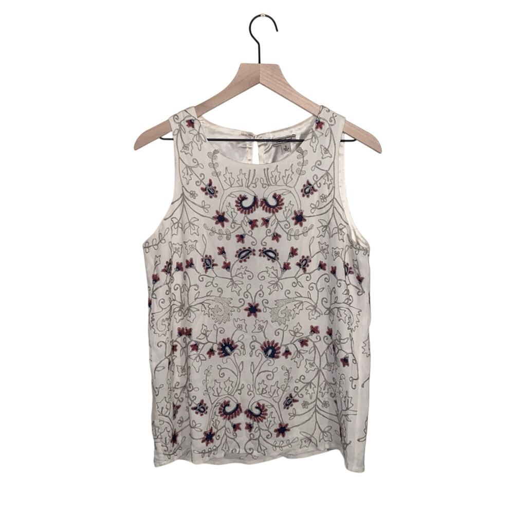 LUCKY BRAND boho western lightweight beaded and embroidered boho tank S